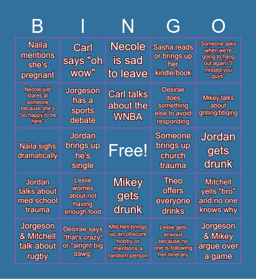 Friends Forever Bingo Card