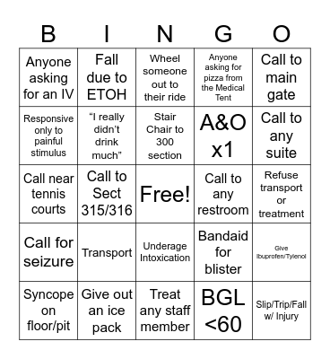 Luke Bryan Bingo Card