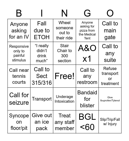 Luke Bryan Bingo Card
