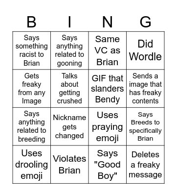 BENDY BINGO Card