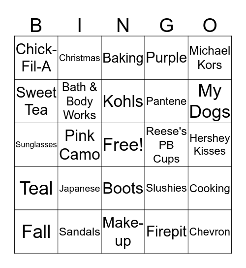 Angel's 40th Birthday Bingo Card