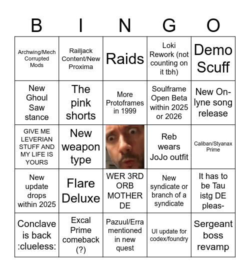Warframe tennocon 2025 bingo Card