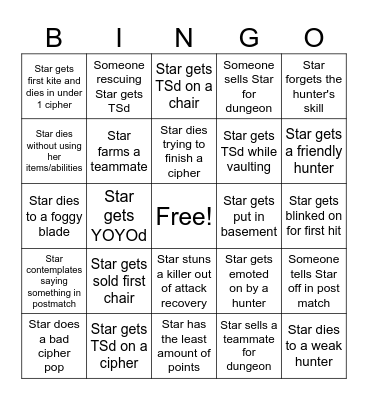 IDV Stream Bingo Card