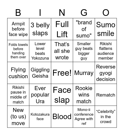 SUMO July 2025 Bingo Card