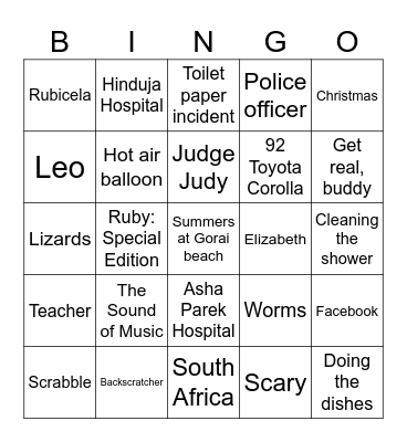 Ruby Bingo Card