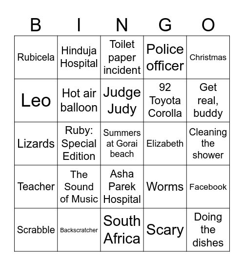 Ruby Bingo Card