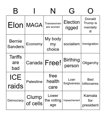 Charlie Kirk BSU Bingo Card