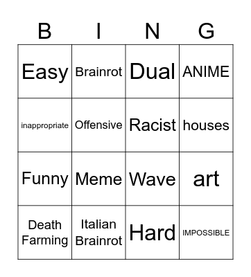 gd BINGO Card