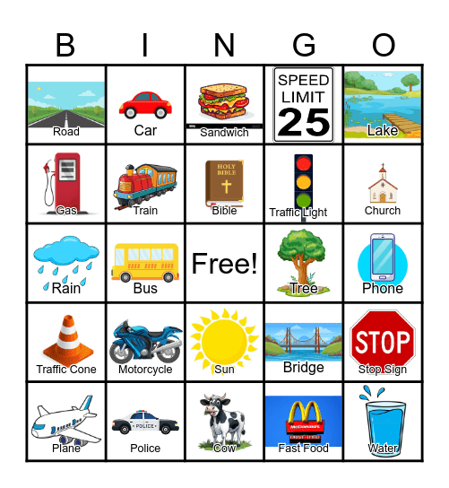 Road Trip Bingo Card