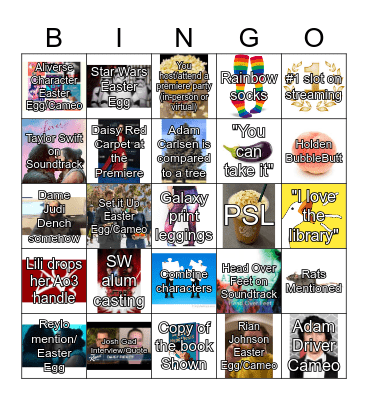 The Love Hypothesis Reylo Bingo Card