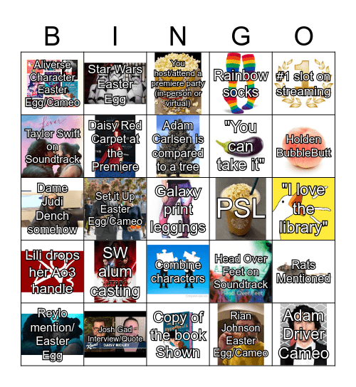 The Love Hypothesis Reylo Bingo Card