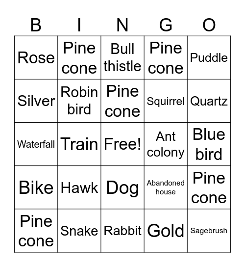 TSG Hike Bingo Card