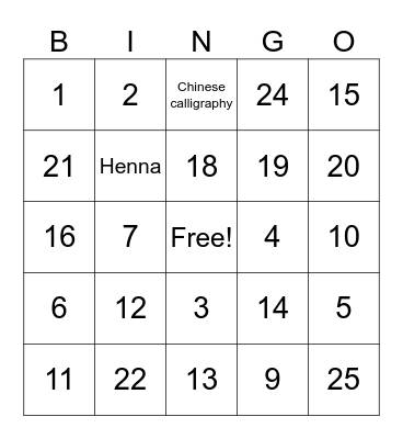 IDS Inter-Cultural Bingo Card