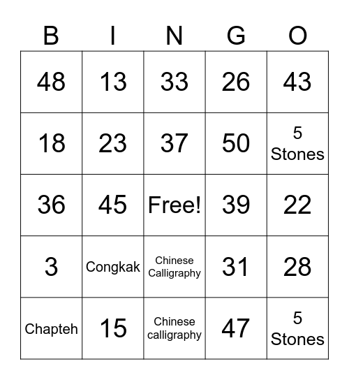 IDS Inter-Cultural Day Bingo Card