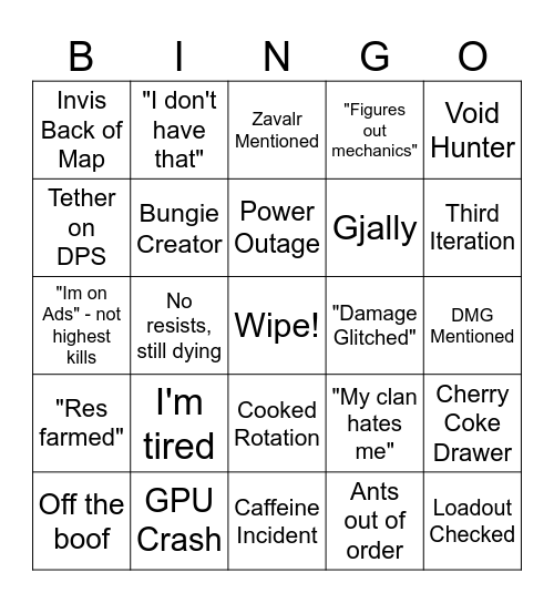 Paragon Bingo Card