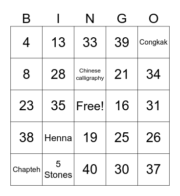 IDS Inter-Cultural Day 2025 Bingo Card