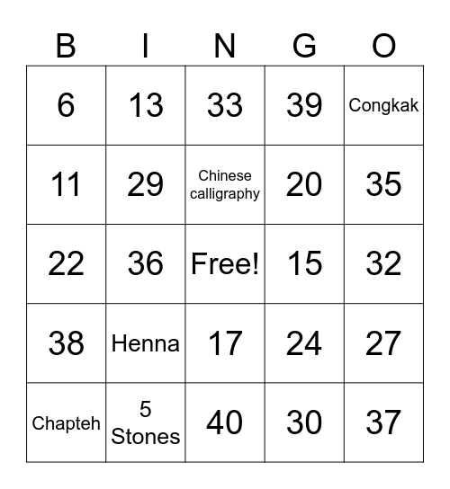 IDS Inter-Cultural Day 2025 Bingo Card