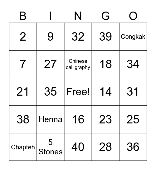 IDS Inter-Cultural Day 2025 Bingo Card