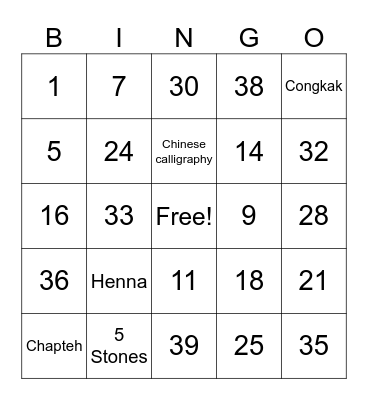 IDS Inter-Cultural Day 2025 Bingo Card