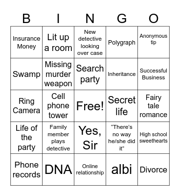 Dateline Bingo Card