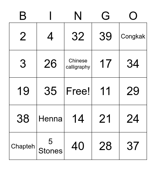 IDS Inter-Cultural Day 2025 Bingo Card