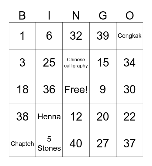 IDS Inter-Cultural Day 2025 Bingo Card