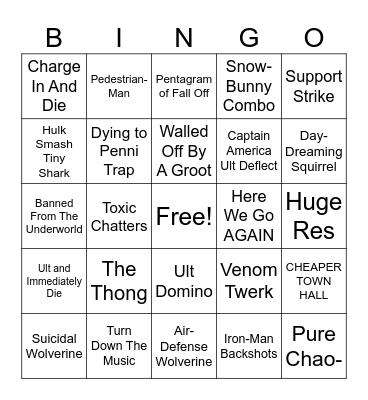 Marvel Rivals Bingo Card