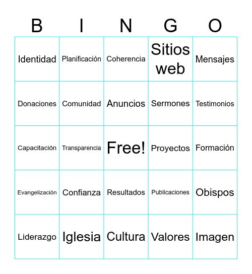 Comunicación en la Iglesia Bingo Card