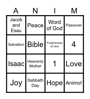 Sabbath School Bingo! Bingo Card