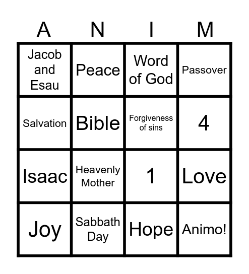 Sabbath School Bingo! Bingo Card