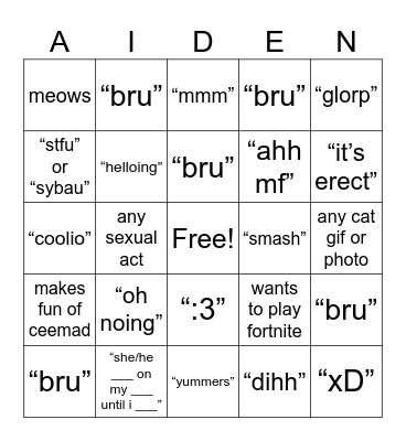 Jillian Bingo Card