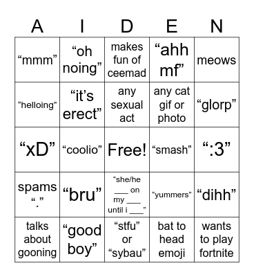 Jillian Bingo Card