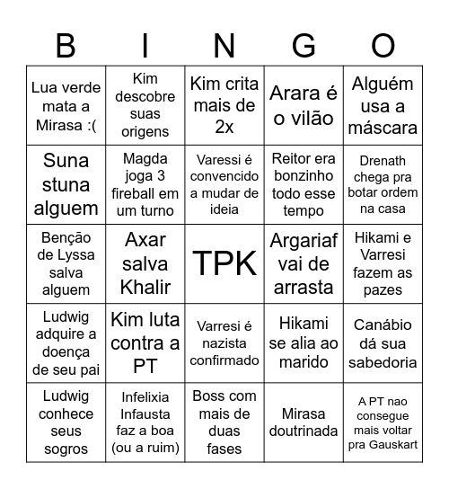 Bingo Arco 3 Bingo Card