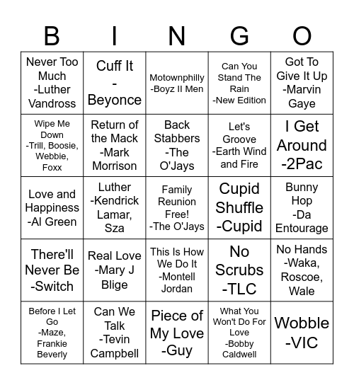 Wilkerson Family Music Bingo Card