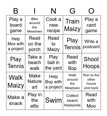 Lakeside Bingo Card