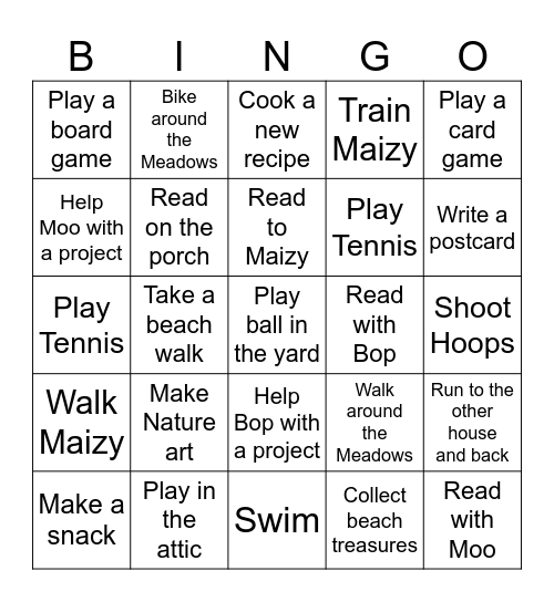 Lakeside Bingo Card
