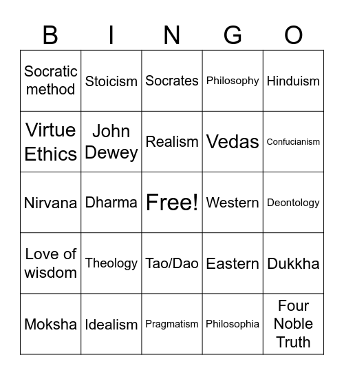 Western And Eastern Bingo Card