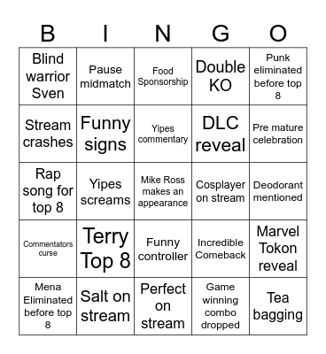 EVO 2025 Baby! Bingo Card