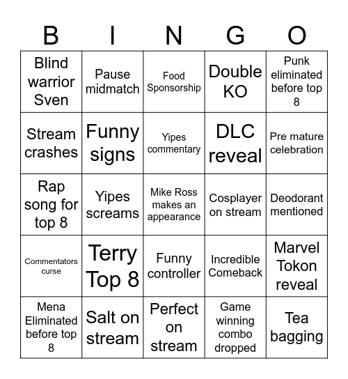 EVO 2025 Baby! Bingo Card