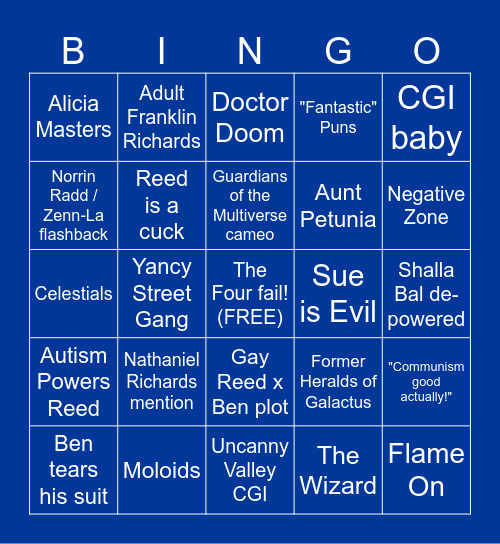 Fantastic Bore Prediction Bingo Card