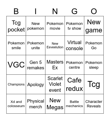 Pokemon presents Bingo Card