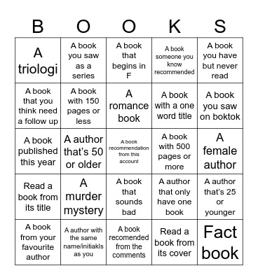Book bingo Card