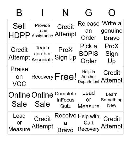 Depot Bingo Card