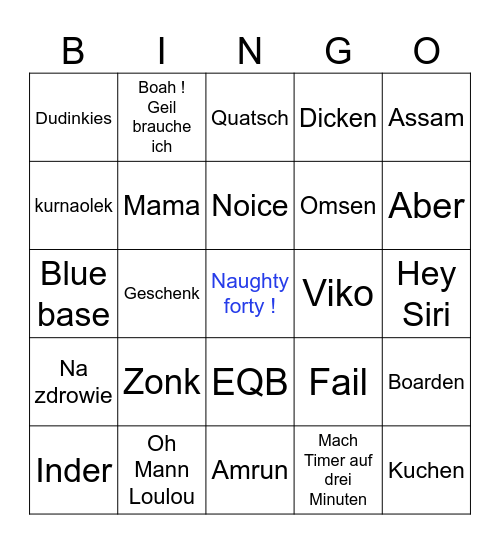 Hagen’s birthday Bingo Card