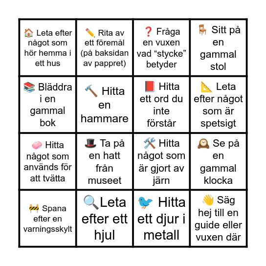 Barn Bingo - Åkers Bruksmuseum Bingo Card