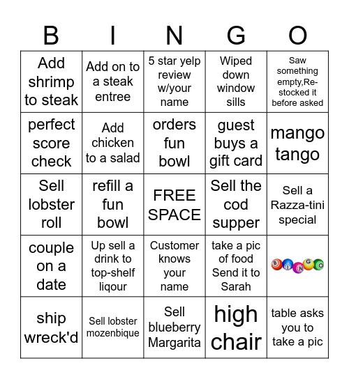 RESTAURANT BINGO Card