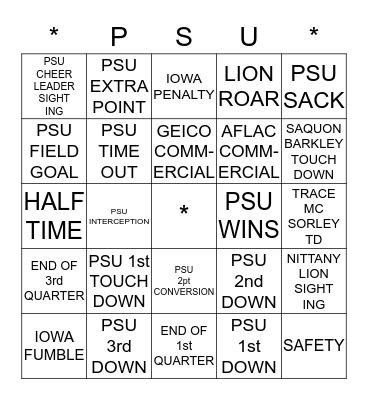 WE ARE......       PENN STATE! Bingo Card