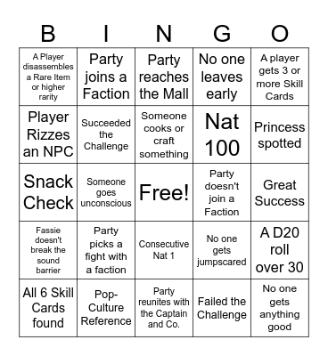 TFN #11 Bingo Card