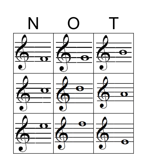 Treble Clef Bingo Card