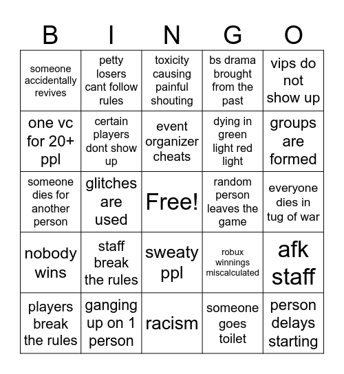 ink game Bingo Card